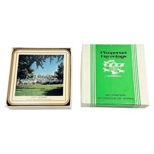 Pimpernel Coasters Fayreings Vancouver BC Canada Cork Backed‎ Box of 6 Vintage